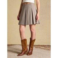 Joules Women'S Pleated Tweed Check Mini Skirt - Brown