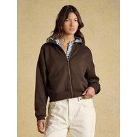 Joules Luxe Club Zip Through Layer - Chocolate Brown