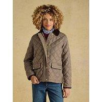 Joules Women'S Harrogate Diamond Quilted Jacket With Cord Trim - Brown