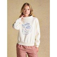 Joules Women'S Wide Neck Cotton Blend Coffee House Graphic Sweatshirt - Cream