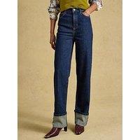 Joules Womens High Rise Turn Back Cuff Wide Leg Jeans - Blue