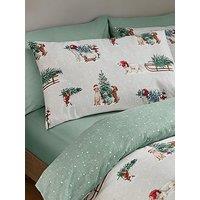 Catherine Lansfield Brushed 100% Cotton Christmas Dogs Duvet Cover Set