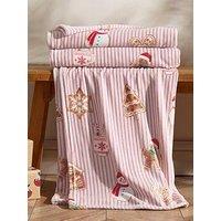 Catherine Lansfield Christmas Gingerbread Stripe Soft Fleece Throw
