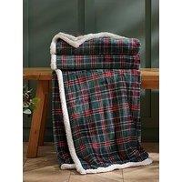 Catherine Lansfield Tartan Sherpa Check Soft Fleece Throw