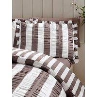 Catherine Lansfield Seersucker Frill Stripe Duvet Cover Set