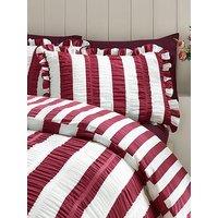 Catherine Lansfield Seersucker Frill Stripe Duvet Cover Set
