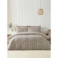 Catherine Lansfield Brushed 100% Cotton Stripe Duvet Cover Set