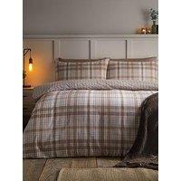 Catherine Lansfield Brushed Hamish Check Duvet Set Natural