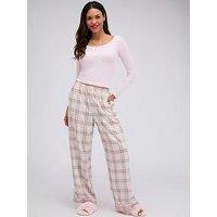Boux Avenue Boux Avenue Pointelle Top & Check Woven Pj - Pink Mix