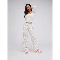 Boux Avenue Boux Avenue Floral Rib Pyjama Set - Ivory Mix