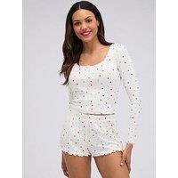 Boux Avenue Boux Avenue Floral Rib Short Pj Set - Ivory Mix
