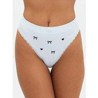 Boux Avenue Bow Embroidered Seamless Thong - Blue Mix