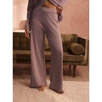 B By Ted Baker Mink Brown Branded Pointelle Knit Wide Leg Trousers
