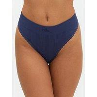 Boux Avenue Pointelle Seamless Thong - Navy