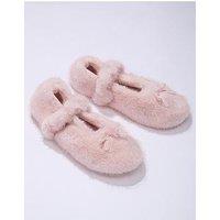 Boux Avenue Plush Ballet Pump Slippers - Powder Pink