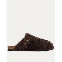 Boux Avenue Fluffy Borg Clog Mule Slippers - Stone