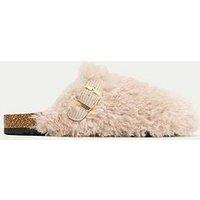 Boux Avenue Fluffy Borg Clog Mule Slippers - Chocolate