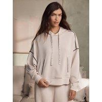 B By Ted Baker Womens Pipe Piping Detail Branded Drawcords Hoodie - Cream