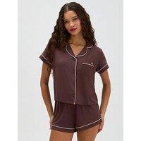Boux Avenue Short Sleeve Pyjama Set - Brown