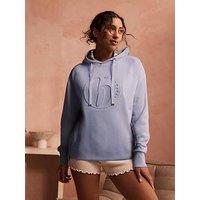 B By Ted Baker Embossed Logo Hooded Lounge Sweatshirt - Blue