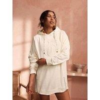 B By Ted Baker Embossed Logo Hooded Lounge Sweatshirt Dress - Cream