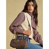 Joules Womens Edie East West Zip-Top Detachable Strap Bag - Brown