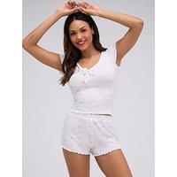 Boux Avenue Boux Avenue Bow Rib Short Pj Set - Ivory Mix