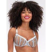 Boux Avenue Delilah Embroidered Floral Balconette Bra - Light Blue