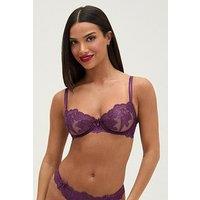 Boux Avenue Antointette Sheer Embroidered Balconette Bra - Plum