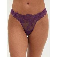 Boux Avenue Antointette Embroidered G-String Thong - Plum