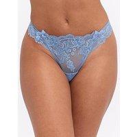 Boux Avenue Antointette Embroidered G-String Thong - Steel Blue