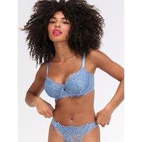 Boux Avenue Antoinette Embroidered Balconette Bra - Steel Blue