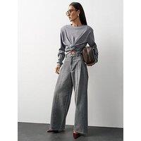 Michelle Keegan Seam Detail Wide Leg Jean - Grey