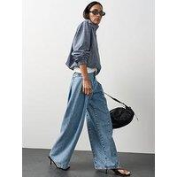 Michelle Keegan Seam Detail Wide Leg Jean - Mid Wash