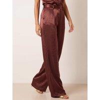 Style Cheat Womens High Waist Wide Leg Satin Trousers - Red