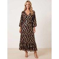 Style Cheat Lurex Tiered Dress - Brown