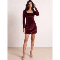 Style Cheat Womens Rita Hotfix Velvet-Feel Long Sleeve Bodycon Mini Dress - Purple