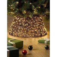 Festive Lit Brown Christmas & Tree Skirt - 38Cm X 58Cm