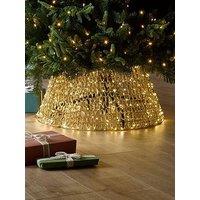 Festive Lit Spiral Twirl Christmas Tree Skirt - Gold - 58 & Cm