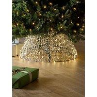 Festive Lit Spiral Twirl Christmas & Tree Skirt - Silver - 58 & Cm