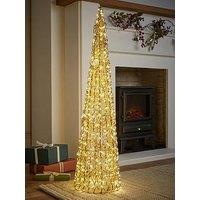 Festive Lit Spiral Gold Twirl Cone Christmas & Tree - 600 Warm White Led - 100Cm