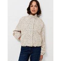 New Look Ditsy Floral Bubble Hem High Neck Jacket - Cream