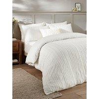 Duvet Day Harrison Stripe Soft Tufted Duvet Set White