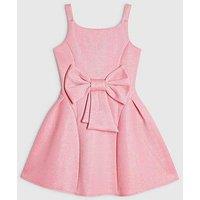 River Island Girls Glitter Bow Scuba Dress - Pink