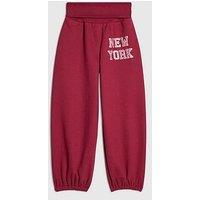 River Island Older Girls Fold Over New York Joggers - Red