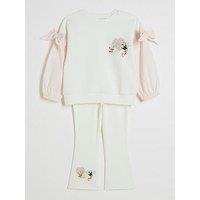River Island Mini Mini Girls Cream Floral Sweatshirt Set - Cream