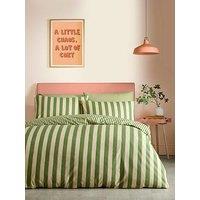 Fusion Bold Stripe Duvet Cover Set In Green