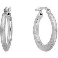 The Love Collection Sterling Silver Textured Hoop Creoles