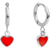 The Love Collection Stainless Steel Red Heart Enamel Huggies