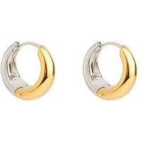 The Love Collection Gold Plated Stainless Steel Two-Tone Huggies